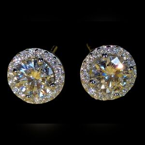 Earrings Moissonite Halo Stud
